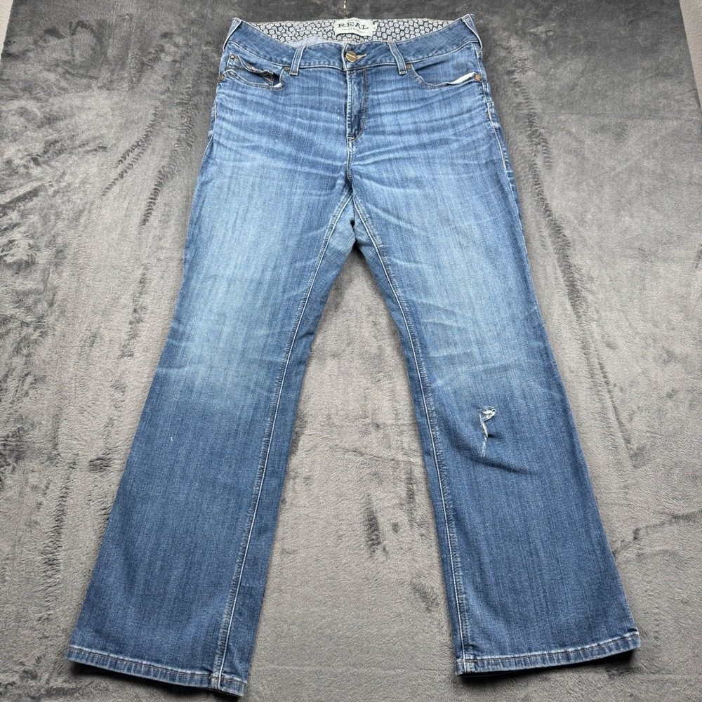 Ariat REAL Denim Womens 33S Medium Wash Bootcut Jeans Distressed 33 Short